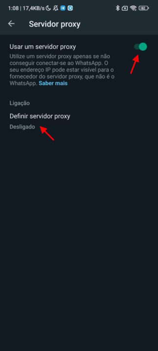WhatsApp proxy servidor comunicar serviço