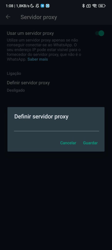 WhatsApp proxy servidor comunicar serviço