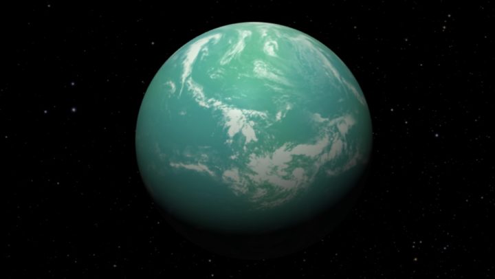 Uma conceção artística da "super-Terra" Kepler-22b. Crédito: NASA / JPL