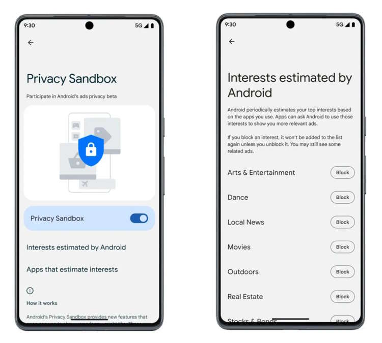 Privacy Sandbox Android 13 Google privacidade apps