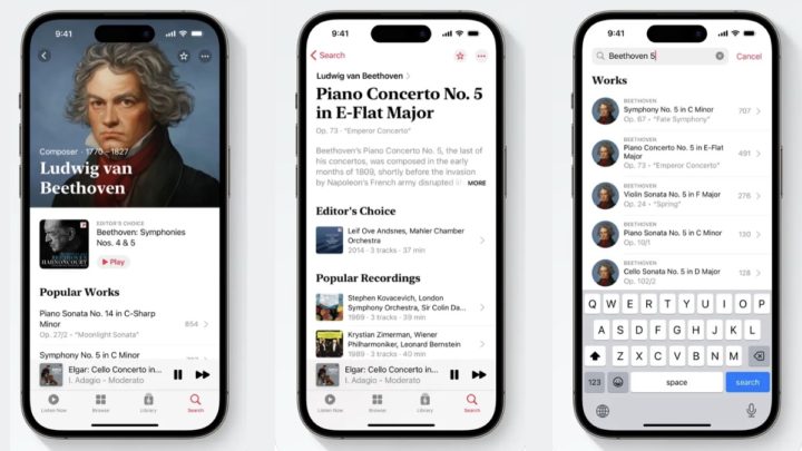 Imagem da app de música clássica do Apple Music, o Apple Music Classical