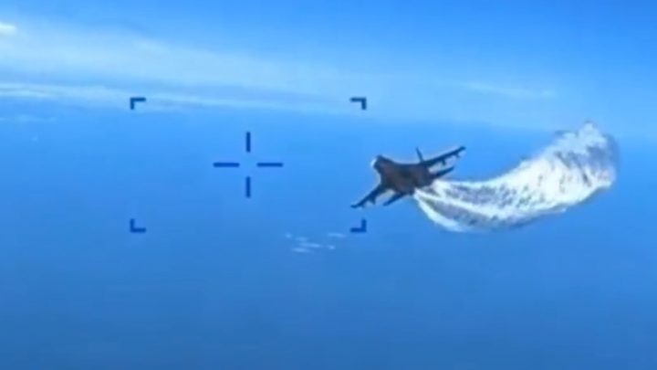 Já há video do embate de caça russo com o drone dos EUA