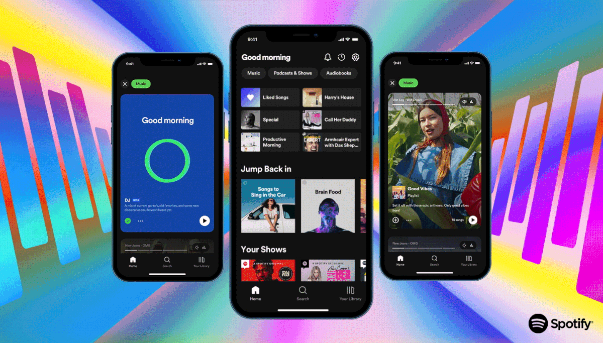 Spotify interface feed vídeo música