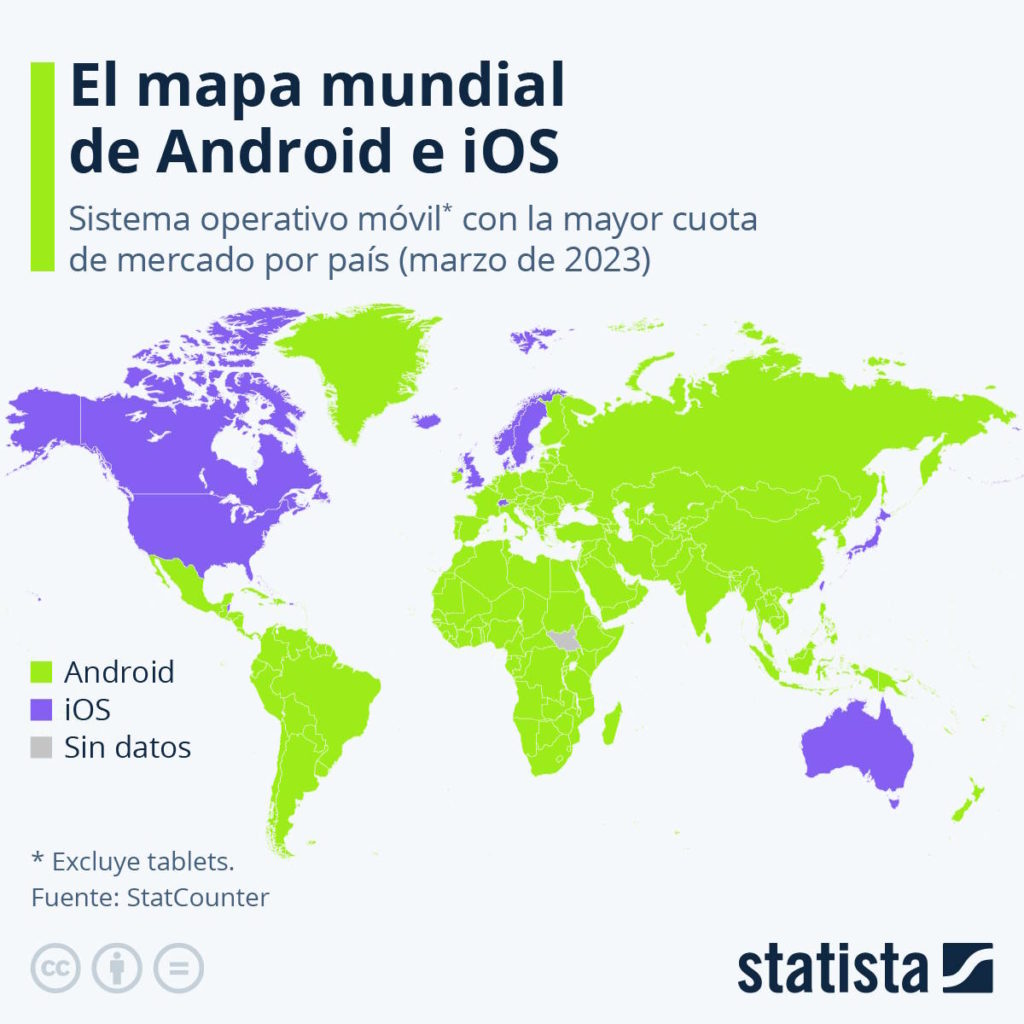 Android iOS países Apple Google