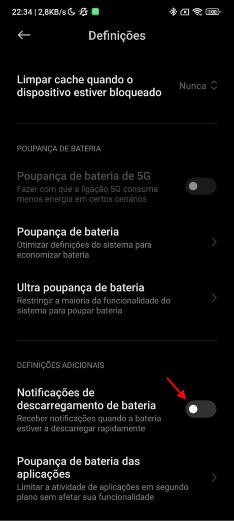 Xiaomi bateria alerta smartphone MIUI