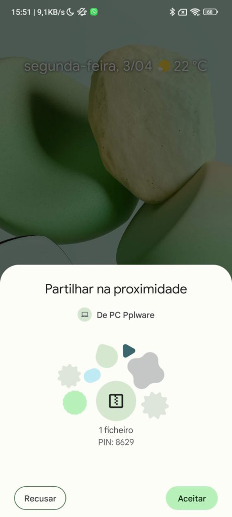 Windows Android Nearby Share Google ficheiros