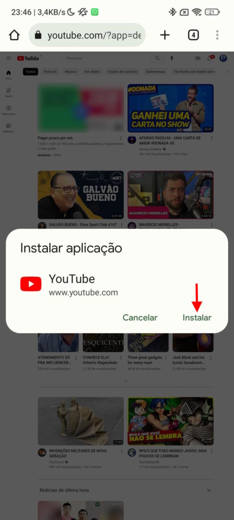 YouTube Android Google ecrã desligado