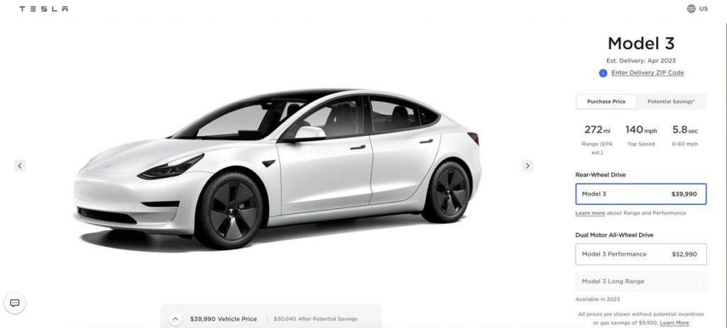 Tesla preço Model 3 Model Y carros