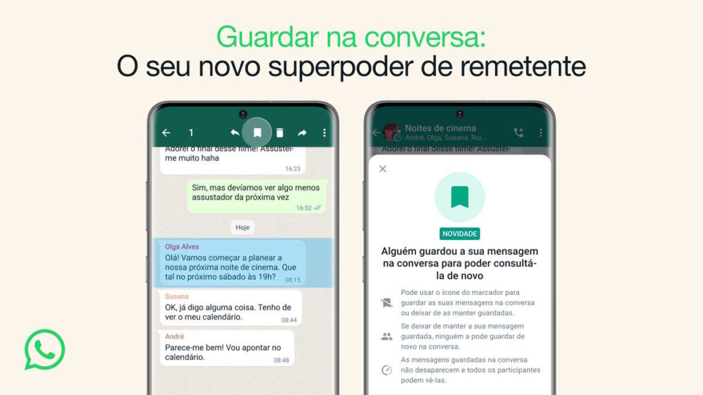 WhatsApp mensagens guardar desaparecer aplicação