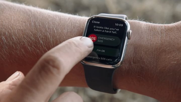 Imagem Apple Watch com deteção de queda