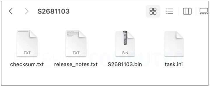 Arquivo ZIP do firmware de uma unidade SSD