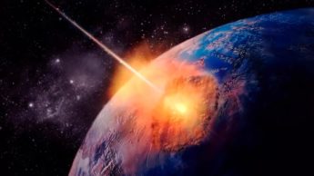 Ilustração asteroide com impacto na Terra