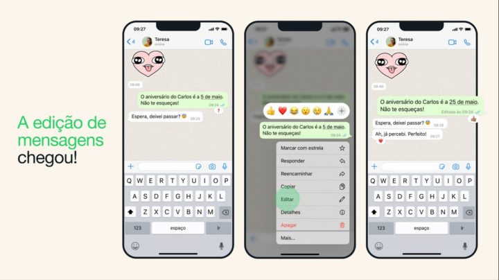 Mensagens no WhatsApp podem finalmente ser editadas