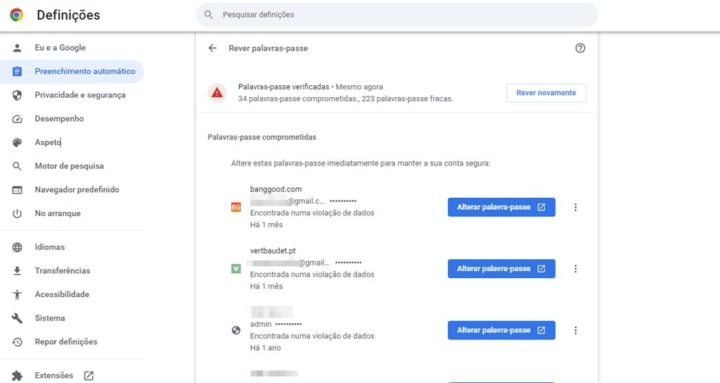 Como melhorar a gestão de passwords no Google Chrome