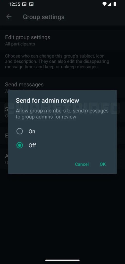 WhatsApp grupo administradores mensagens reportadas