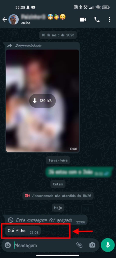 WhatsApp mensagem editar notificação