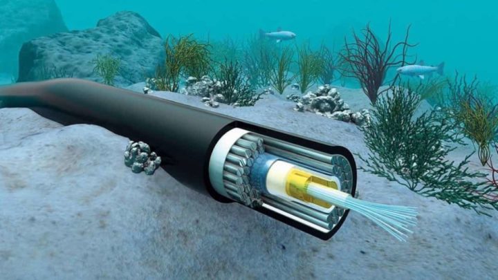 Cabo submarino de fibra ótica