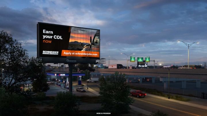 Videojogo American Truck Simulator com outdoors a recrutar para a Schneider National