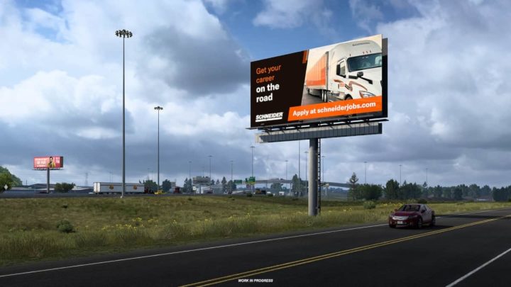 Videojogo American Truck Simulator com outdoors a recrutar para a Schneider National