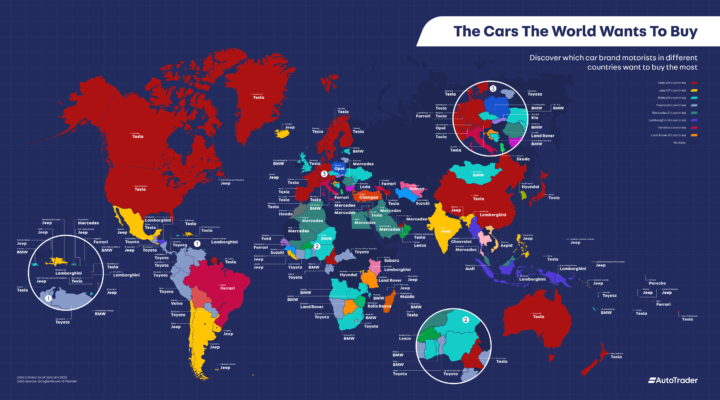 Mapa dos Carros que o Mundo Quer Comprar. Fonte: AutoTrader