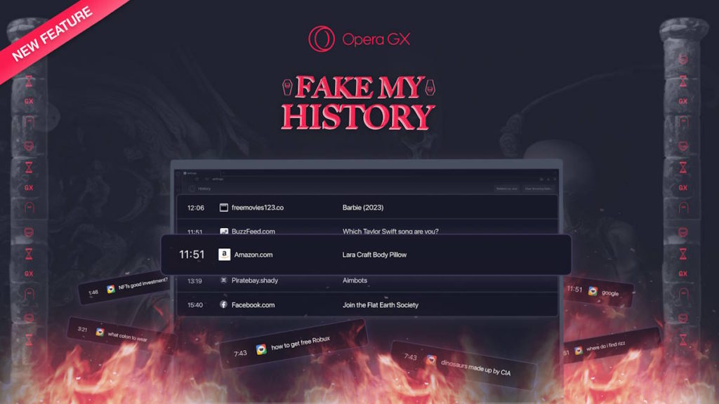Opera GX histórico browser navegação