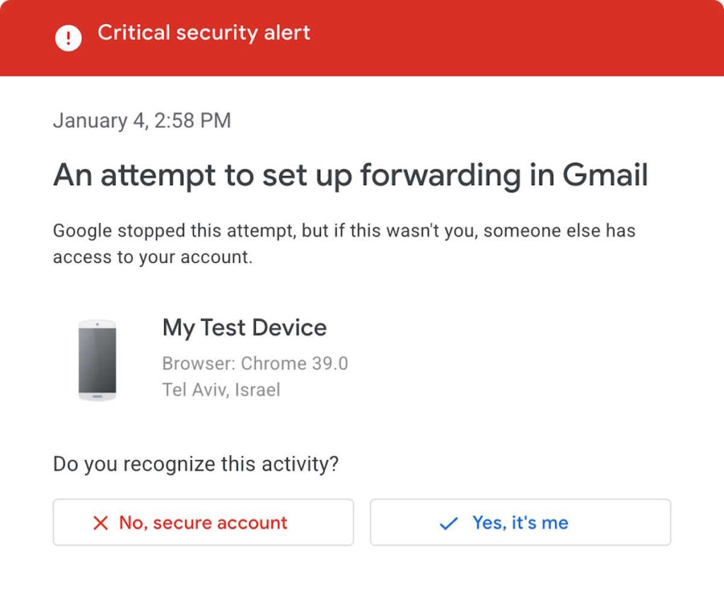 Google Gmail segurança