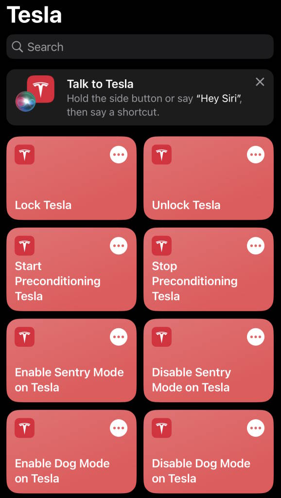 Tesla iPhone Siri atalhos automação