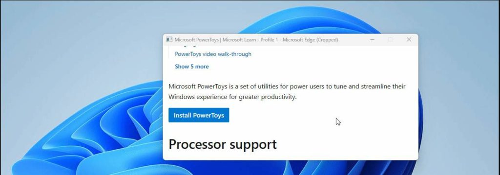 PowerToys Windows Crop and Lock Application Tools