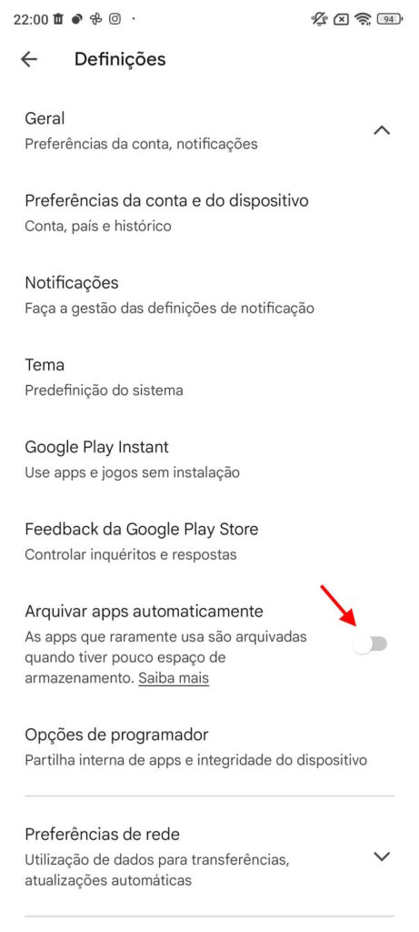 Play Store armazenamento Android Google espaço