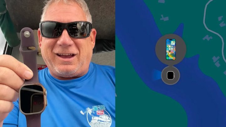 Imagem do americano que perdeu o Apple Watch Ultra durante 3 meses no fundo do lago