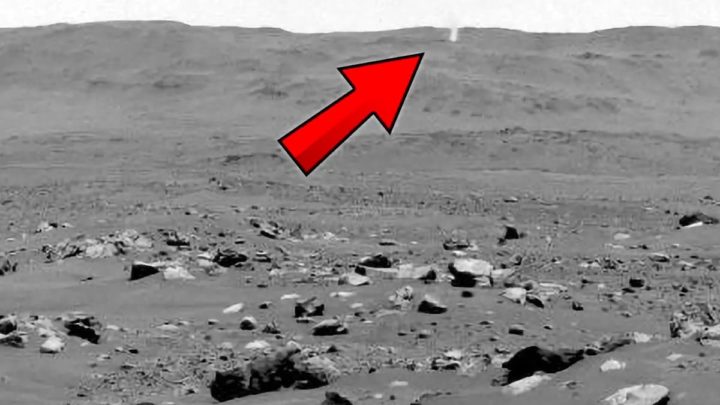 Imagem de um diabo de poeira captado em Marte pela NASA