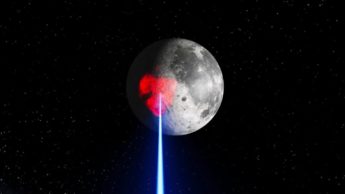 Ilustração de laser a atingir a Lua