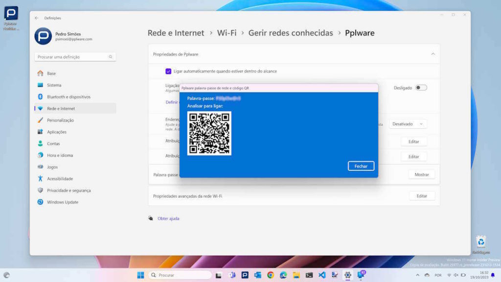 Windows 11 código QR Wi-Fi Microsoft