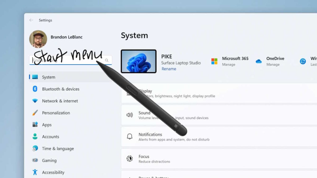 Windows 11 Microsoft caneta escrever