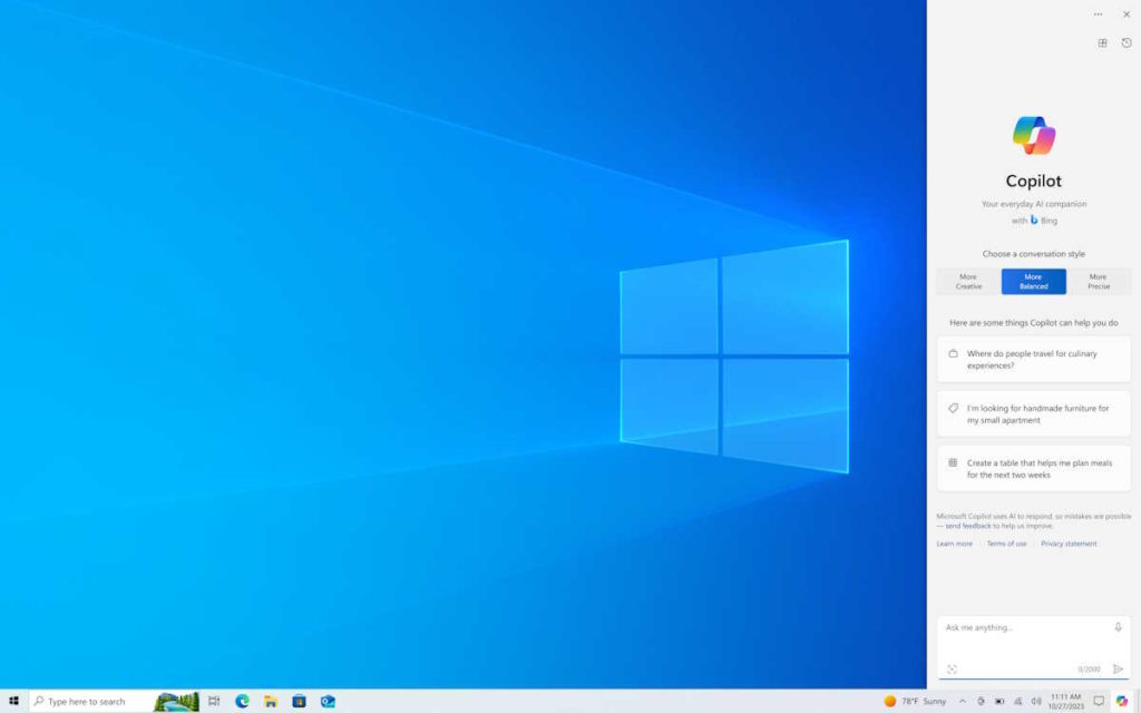 Windows 10 Copilot Microsoft IA