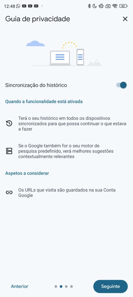 Chrome Android segurança privacidade Google