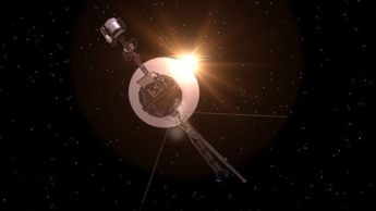 Imagem ilustração da sonda da NASA Voyager à luz do Sol