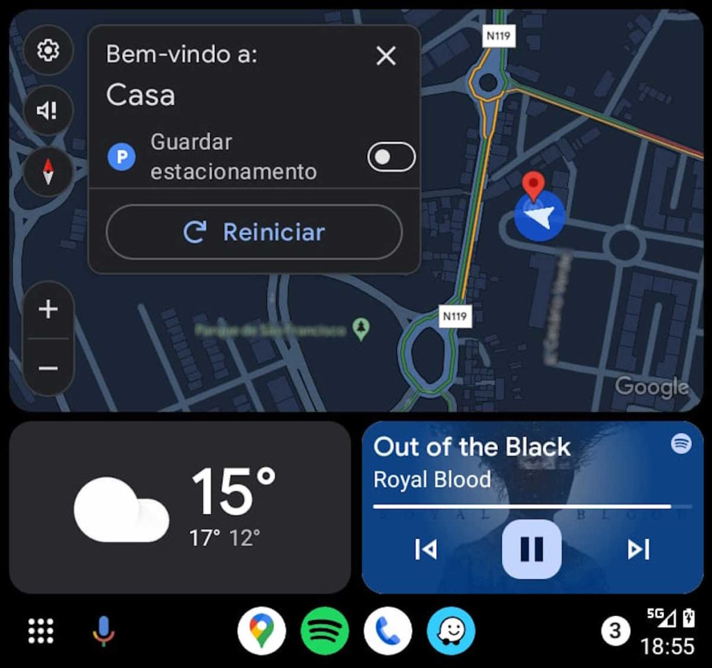 Android Auto Google Maps estacionamento