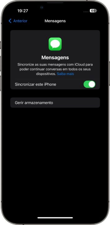 Imagem app Mensagens no iOS 17.1
