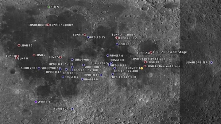 Imagem de objetos da NASA deixados na Lua