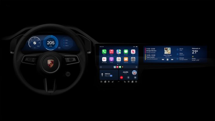 Imagem do novo Apple CarPlay no habitáculo da Porsche