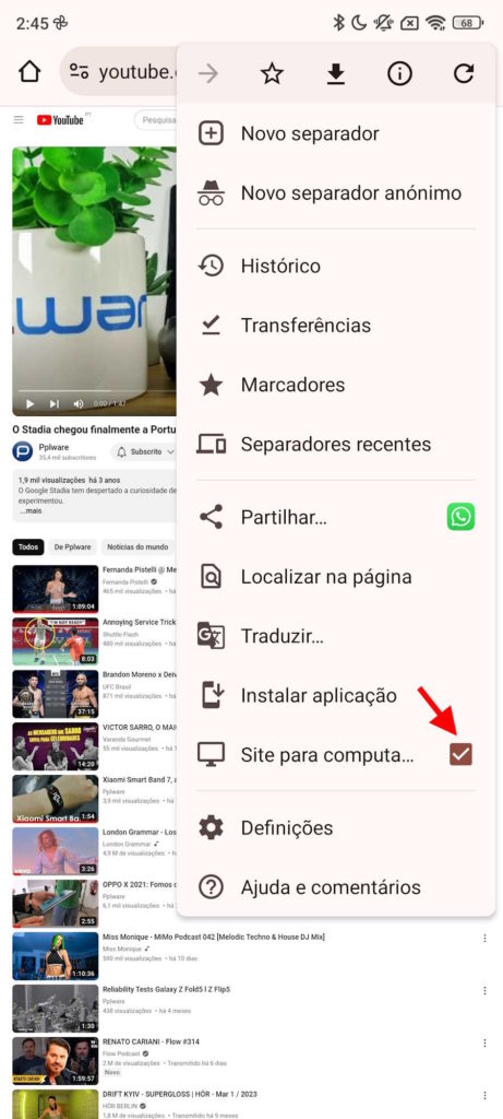 YouTube Android Google smartphone Chrome