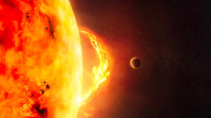 Ilustração de supererupções de uma estrela mais poderosa 10 mil vezes que o nosso Sol