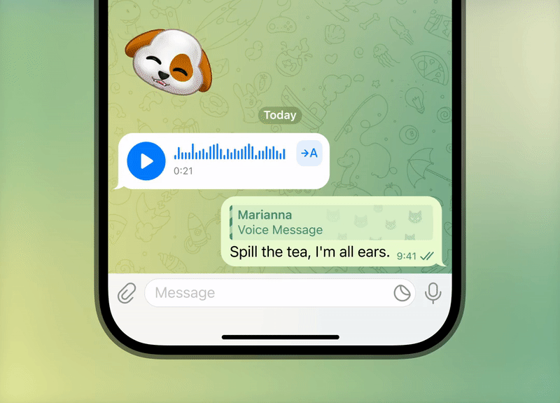 Sprachaktualisierung für Telegram-Nachrichten