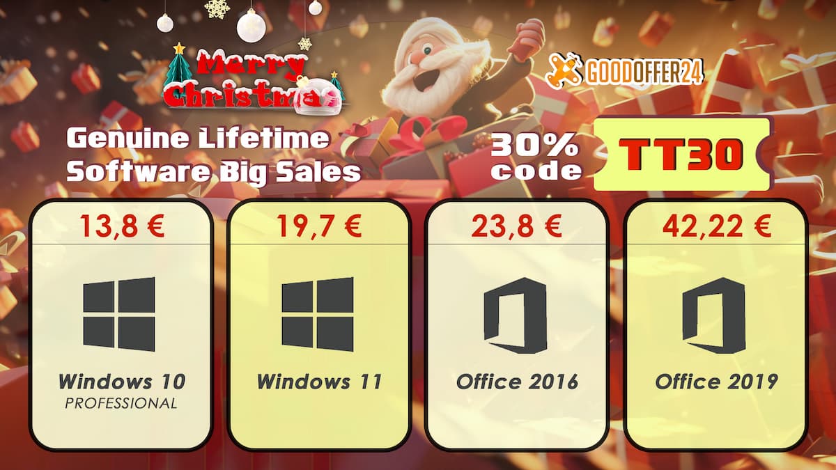 GoodOffer24: Christmas Party com descontos de até 85% em software e jogos