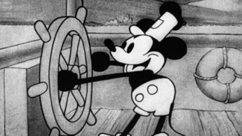 Primeira versão a preto e branco do Mickey ("Steamboat Willie")