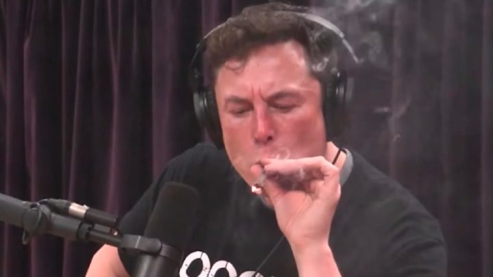 Ilustração de Elon Musk, CEO da Tesla e SpaceX a consumir drogas