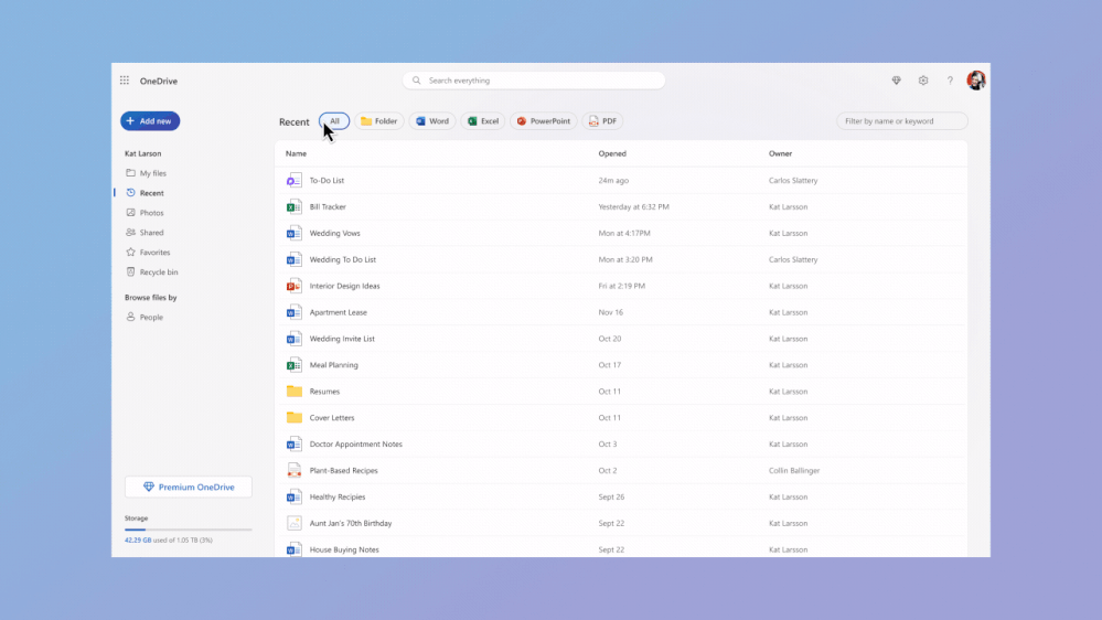 OneDrive Microsoft interface cloud ficheiros