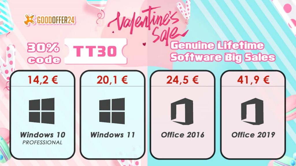 Amor de S. Valentim ainda não acabou na GoodOffer24: Office 365, Windows em promoção