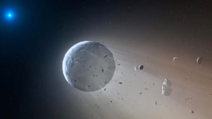 Ilustração de estrelas mortas com planetas ainda na sua órbita